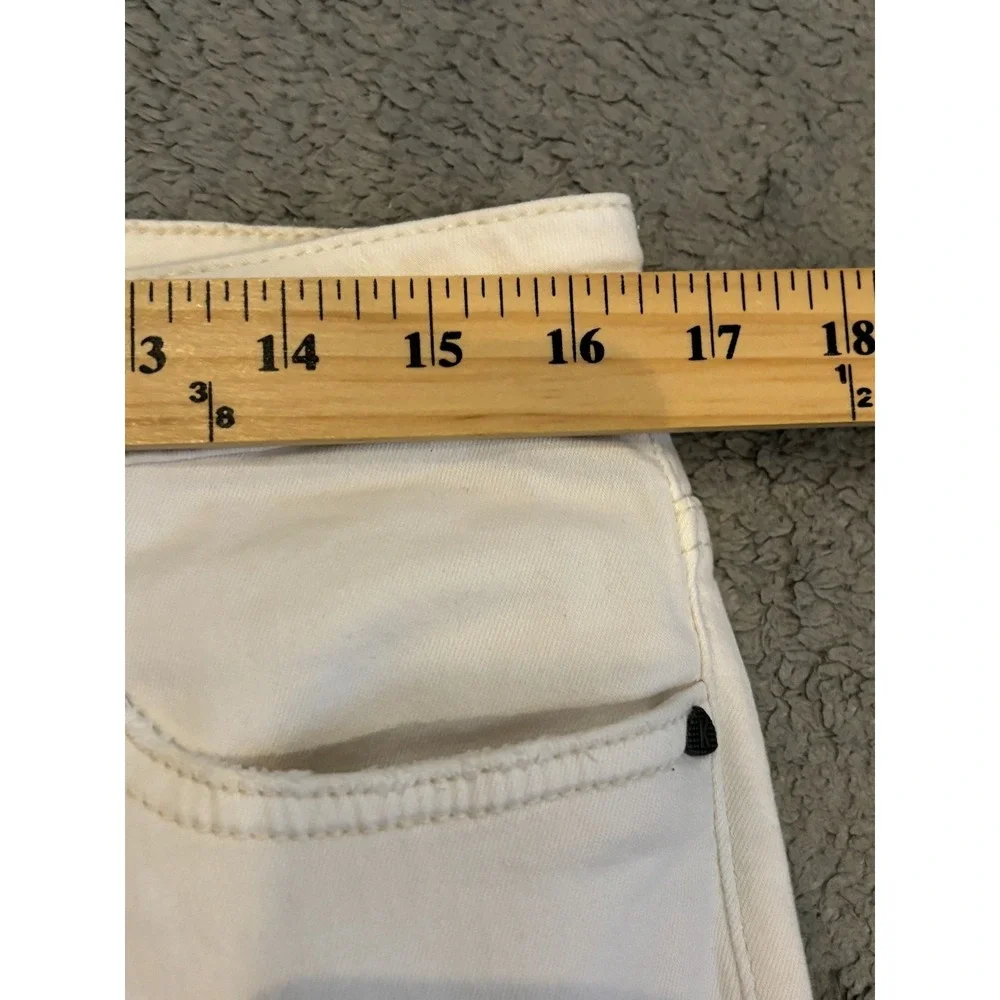 KUT From The Kloth Jeans Womens 10L Long White Denim Distressed Raw Hem Straight